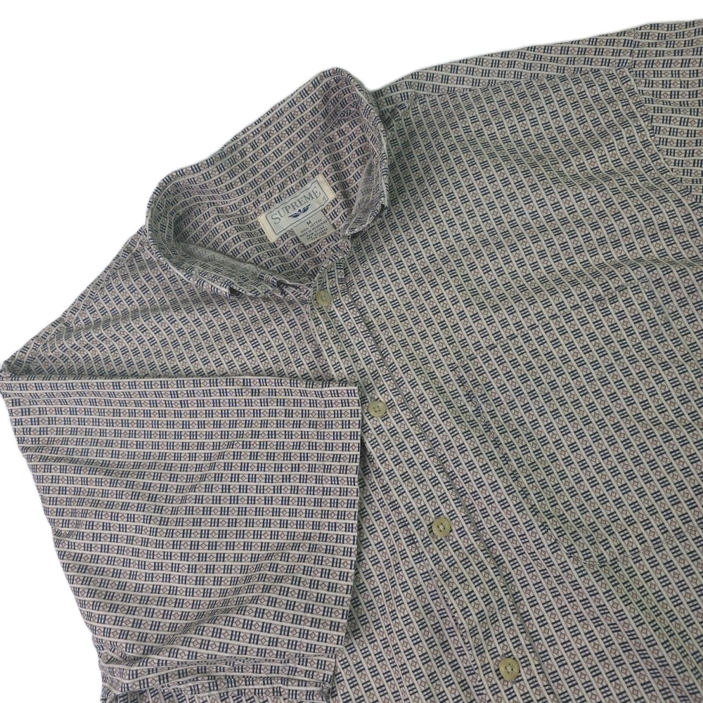 Supreme Shirt Mens Medium Blue Geometric Short Sleeve Button Down Cotton Casual